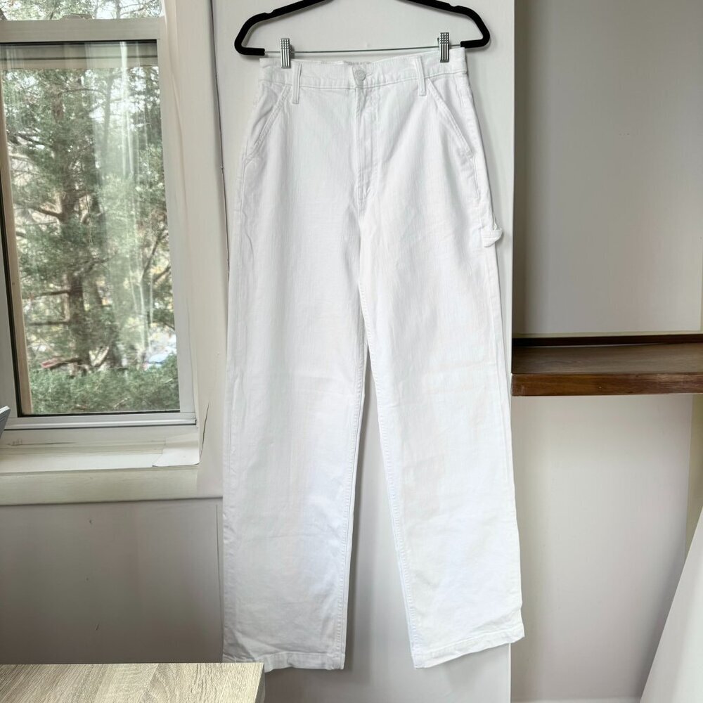 MOTHER Superior The Stud Finder Sneak Wide-Leg Jeans White Totally Innocent 28 - Picture 5 of 17